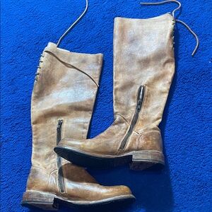 Bed Stu Manchester Tall Brown Distressed Leather Heeled Boots